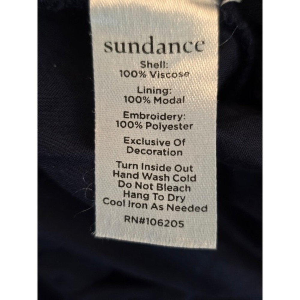 Sundance Navy Blue Embroidered Small Wide Leg Boho Pants Elastic Waist Gauzey - Picture 13 of 16